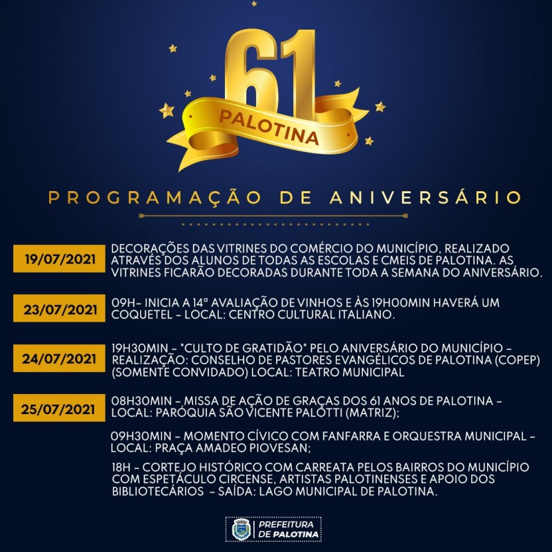 Anivers Rio De Anos De Palotina Confira A Programa O Palotina Press