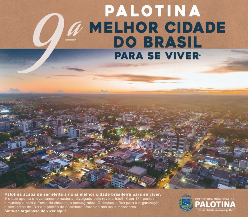 Palotina está entre as nove melhores cidades do país para se viver