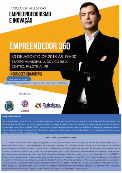 Inscrições abertas para 3ª palestra com Allan Costa