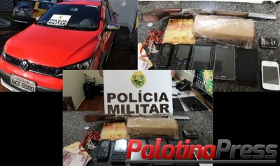 Palotina - PM prende 4 pessoas, apreende maconha, arma e recupera veículo furtado. Tenente Aparecido fala sobre o caso. Confira.