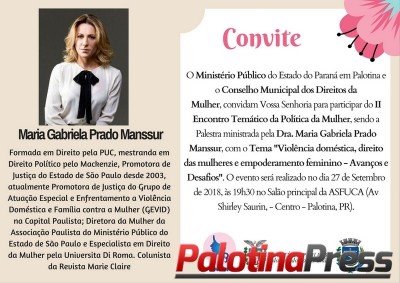 Palotina promove nesta quinta-feira o II Encontro Temático da Política da Mulher