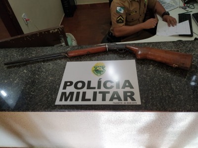 Palotina - Durante cumprimento de mandado de busca PM apreende arma de fogo