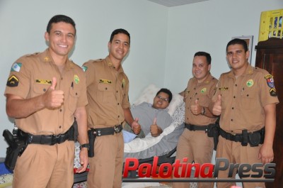 Palotina - Cauã, um admirador da PM, recebe visita de Policiais Militares