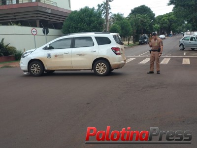 PM é acionada para atender acidente de trânsito no centro de Palotina.