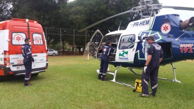 Palotina: Criança de 1 ano é transferida para Cascavel com helicóptero do CONSAMU