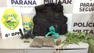 Polícia apreende pistola, colete balístico e drogas em Cascavel