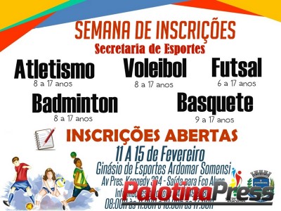 Secretaria de Esportes abre inscrições para treinamentos 