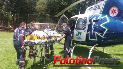 Paciente de Palotina é transferida para Toledo de helicóptero.