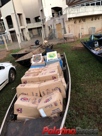 BPFRON E POLÍCIA FEDERAL REALIZAM APREENSÃO DE EMBARCAÇÃO CARREGADA COM CIGARROS PARAGUAIOS