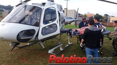 Palotina: Vítima de tentativa de homicídio é transferida para Toledo com Helicóptero do CONSAMU