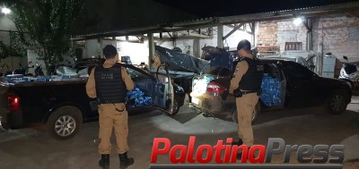 PMs de Terra Roxa e Palotina apreendem veículo com cigarros.