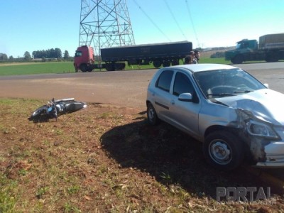 Acidente na PR 585 em Toledo deixa motociclista ferido