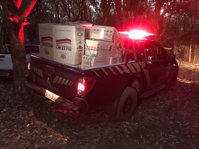 OPERAÇÃO HÓRUS REALIZA APREENSÃO DE UM VEÍCULO E UMA  EMBARCAÇÃO CARREGADOS COM APROXIMADAMENTE 30 CAIXAS DE CIGARROS CONTRABANDEADOS DO PARAGUAI EM GUAÍRA 