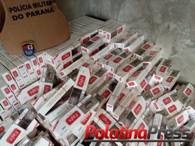 PM de Terra Roxa apreende grande quantidade de cigarros contrabandeados.