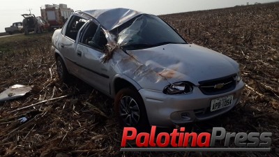 Capotamento é registrado na PR-364, em Palotina.