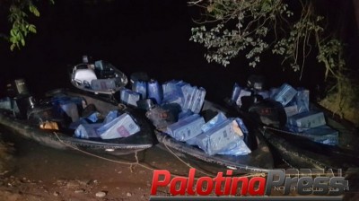 PF/PR e BOPE/MS fazem apreensões de 04 lanchas, 2 caminhões e 3 motos carregados com cigarros na região de fronteira