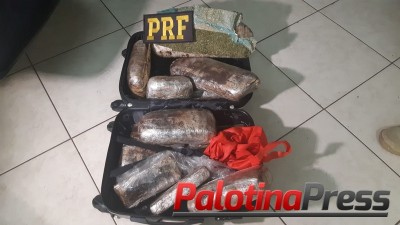 PRF PRENDE JOVEM TRANSPORTANDO MACONHA EM ÔNIBUS DE LINHA .