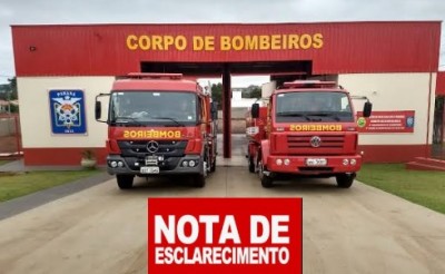 Nota de Esclarecimento - Corpo de Bombeiros Militar de Palotina esclarece fatos atinentes ao incêndio no Osvaldo Cruz.