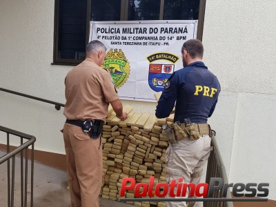 PRF e PM  de Santa Terezinha de Itaipu/PR apreendem 347kgs de maconha
