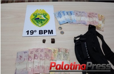 Após abordagem PM de Assis Chateaubriand apreende dinheiro e droga com rapaz