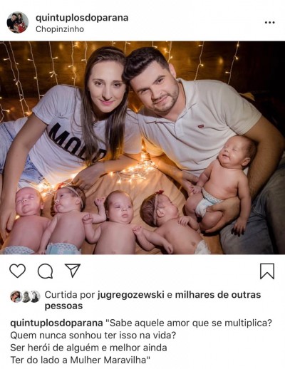Quíntuplos do Paraná - Com 4 meses de vida, família celebra o bom desenvolvimento dos bebês