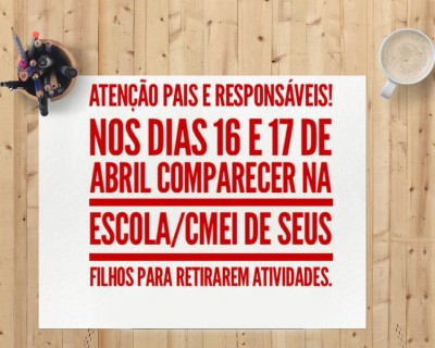 Educação organiza entrega de atividades domiciliares para os alunos da rede municipal 