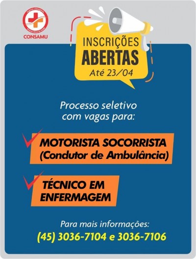 Inscrições abertas para PSS do CONSAMU