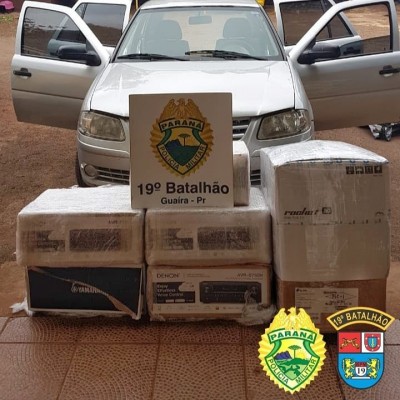 Policiais Militares apreendem carga de equipamentos eletrônicos com valor estimado de r$ 50.000,00 (cinquenta mil reais) em Guaíra