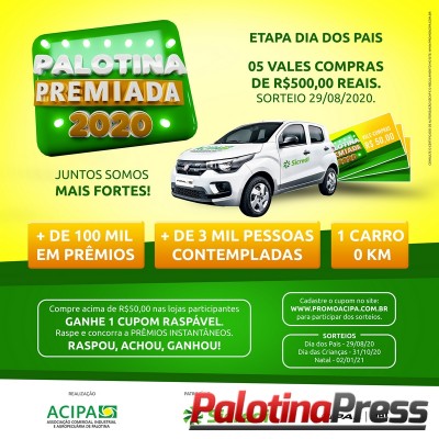 Acipa divulga ganhadores de vales compras de R$ 500,00 da Promoção Palotina Premiada