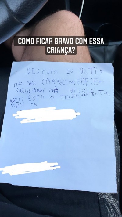 Criança de 7 anos risca carro em Curitiba e bilhete de desculpa viraliza: ‘Como ficar bravo?
