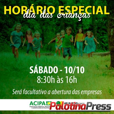 Dia da Criança - Acipa divulga horário especial do comércio