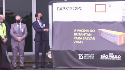 Lote com as primeiras 120 mil doses da vacina CoronaVac chega a São Paulo trazido da China