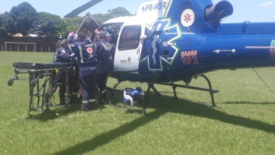 Palotina: Helicóptero do Consamu transfere paciente para Cascavel   