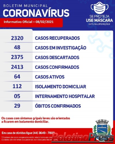 Sete novos casos de Covid-19 são registrados em Palotina