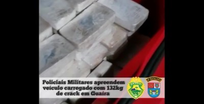 PM apreende crack avaliado em R$ 1,3 milhão, em Guaíra