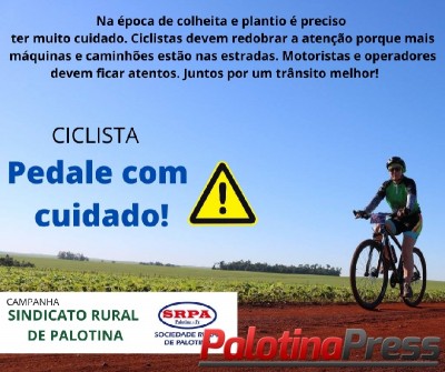Trânsito de Máquinas  -  Sociedade Rural e Sindicato Patronal seguem orientando operadores, motoristas e ciclistas