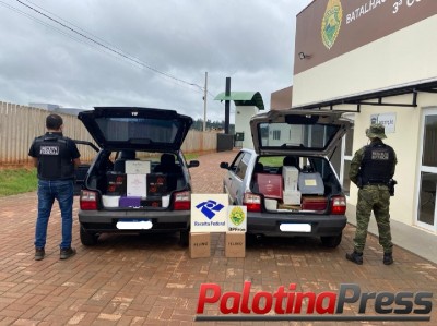 BPFRON E RECEITA FEDERAL APREENDEM VEÍCULOS CARREGADOS COM BEBIDAS ESTRANGEIRAS DURANTE OPERAÇÃO HÓRUS EM SANTO ANTÔNIO DO SUDOESTE