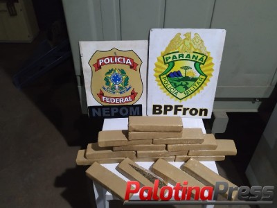 BPFRON E POLÍCIA FEDERAL APREENDEM TABLETES DE MACONHA DURANTE OPERAÇÃO HÓRUS EM FOZ DO IGUAÇU