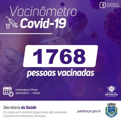 1768 pessoas estão vacinadas contra o Covid-19 em Palotina