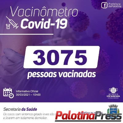 Palotina totaliza 3.075 pessoas vacinadas contra o Covid-19