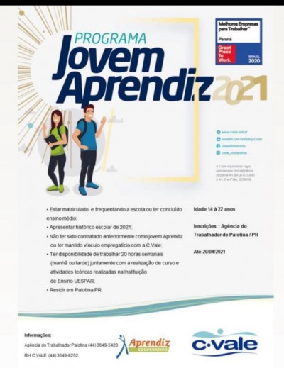 C.Vale abre inscrição para Jovem Aprendiz Industrial