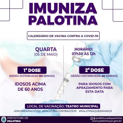 Covid-19 - Nesta quarta-feira a vacinação para idosos acima de 60 anos continua 
