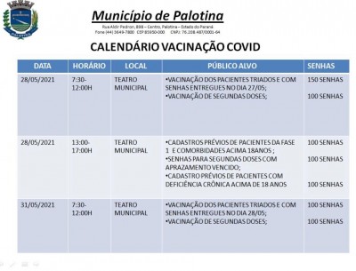 Covid-19 - Palotina segue com os cadastramentos de pacientes acima de 18 anos com deficiência crônica e comorbidades 