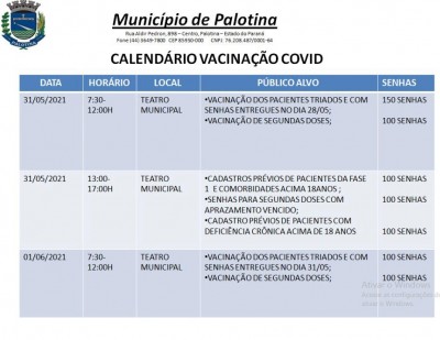 Covid-19 - Segue na tarde desta segunda-feira em Palotina o cadastramento para pessoas acima de 18 anos com deficiência crônica 