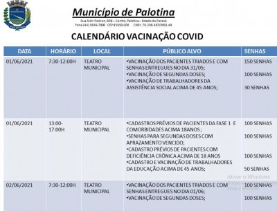 VACINAÇÃO COVID-19 - Segue em Palotina o cadastramento de pacientes com deficiência crônica acima de 18 anos