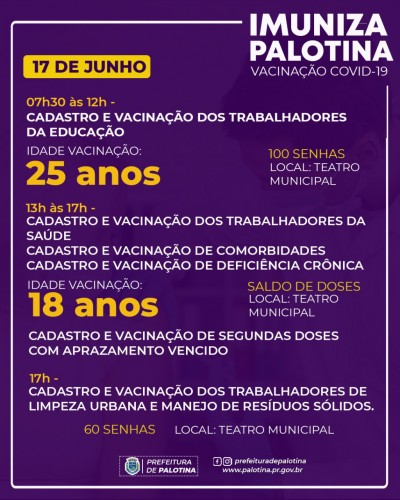 COVID-19: Palotina vai vacinar profissionais da limpeza urbana e manejo de resíduos