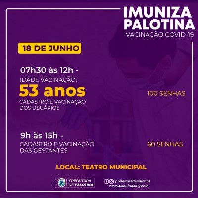 COVID-19: Palotina vai vacinar pessoas com 53 anos na sexta-feira