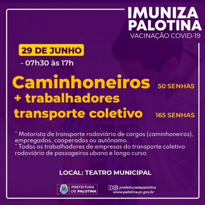Palotina vai iniciar vacinação para caminhoneiros na terça-feira (29)