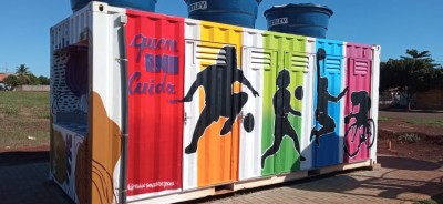 Banheiros da arena multiuso do Parque das Glicíneas de Palotina recebe pintura