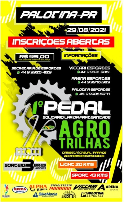 Inscrições abertas para o 1° Pedal Solidário Lar da Fraternidade e Agro Trilhas